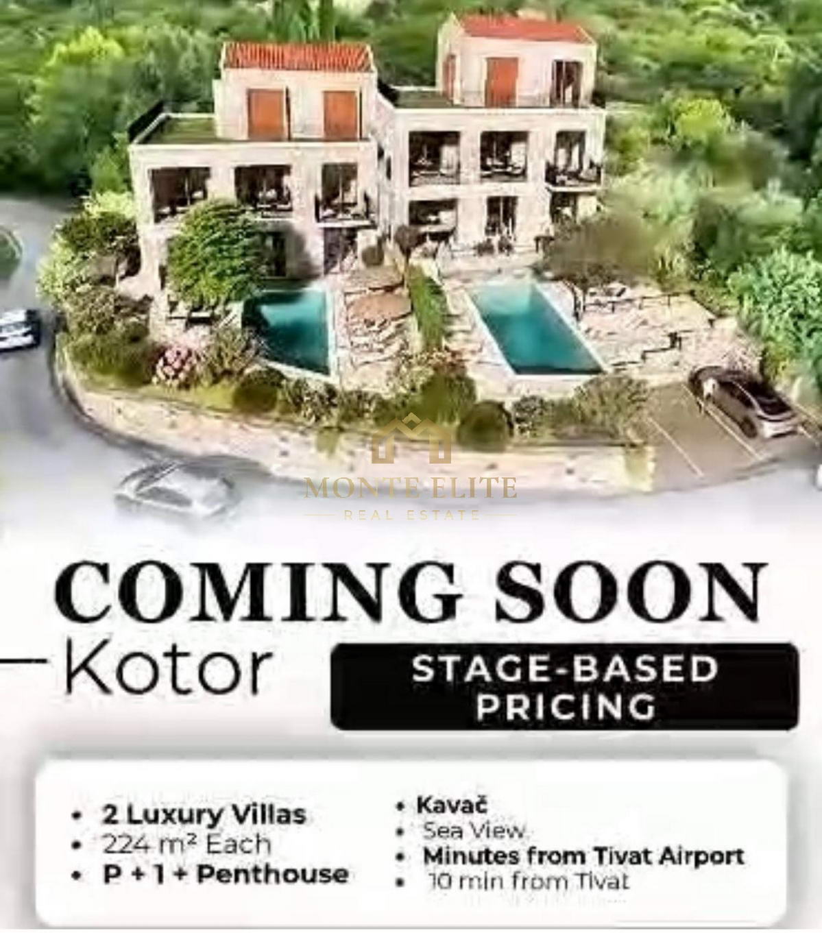 Dvije luksuzne vile u izgradnji sa pogledom na more – Kavač, Kotor